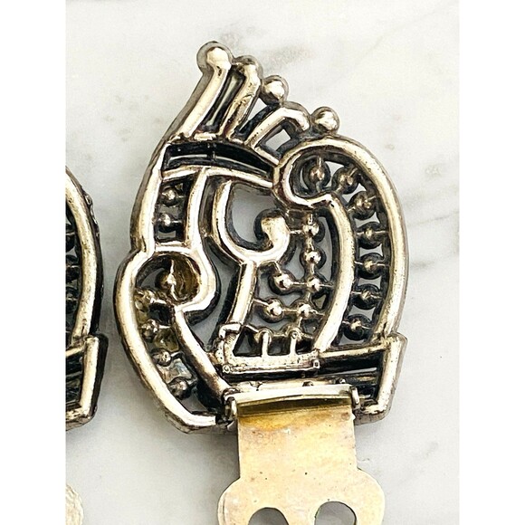 Antique Art Deco Marcasite Pot Metal Dress Clips & Belt Buckle Set As Is Repair main image 10